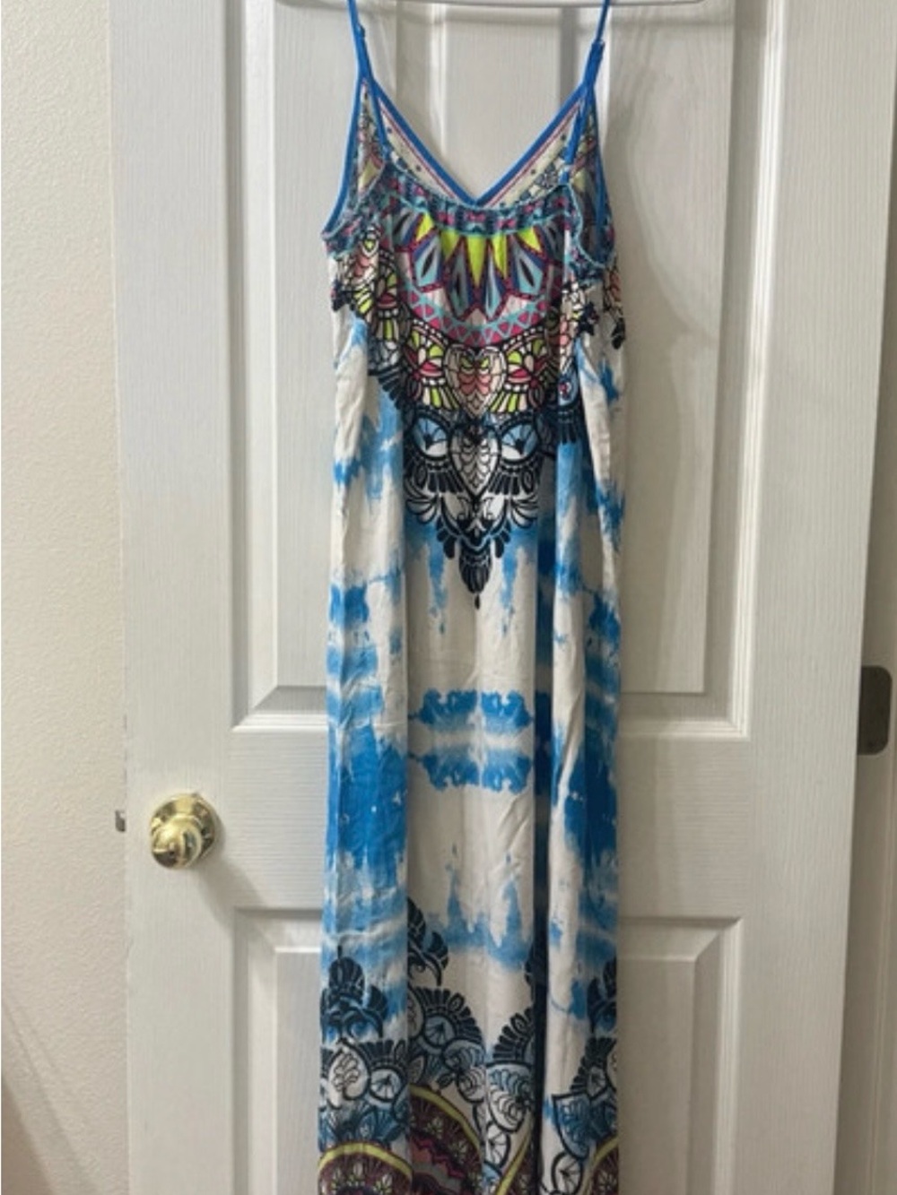Flying Tomato Blue and White Tie-Dye Maxi Dress
